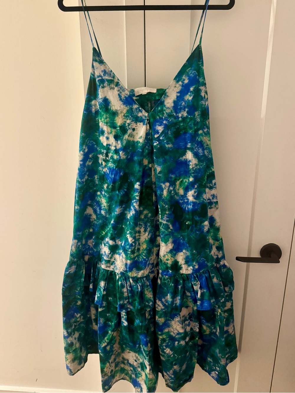 Anthropologie Blue & Green Tie-Dye Slip Midi Dress